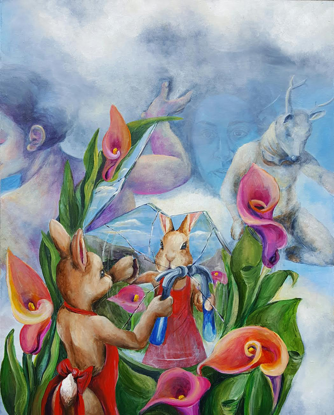 Chiaro, acrylic on wood panel, 2016 by Nancy Polo.